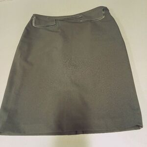 Etcetera Black Pencil Skirt With Black Leather Trim, Size 6